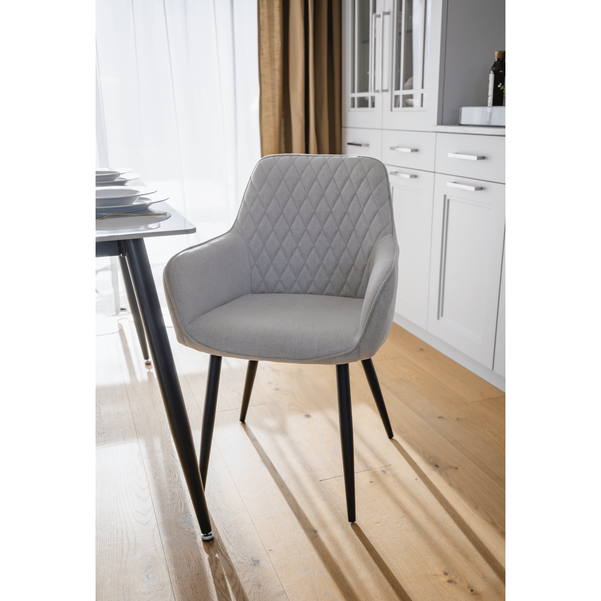 Scaun de design, gri deschis/negru, OSKOR — imaginea 18