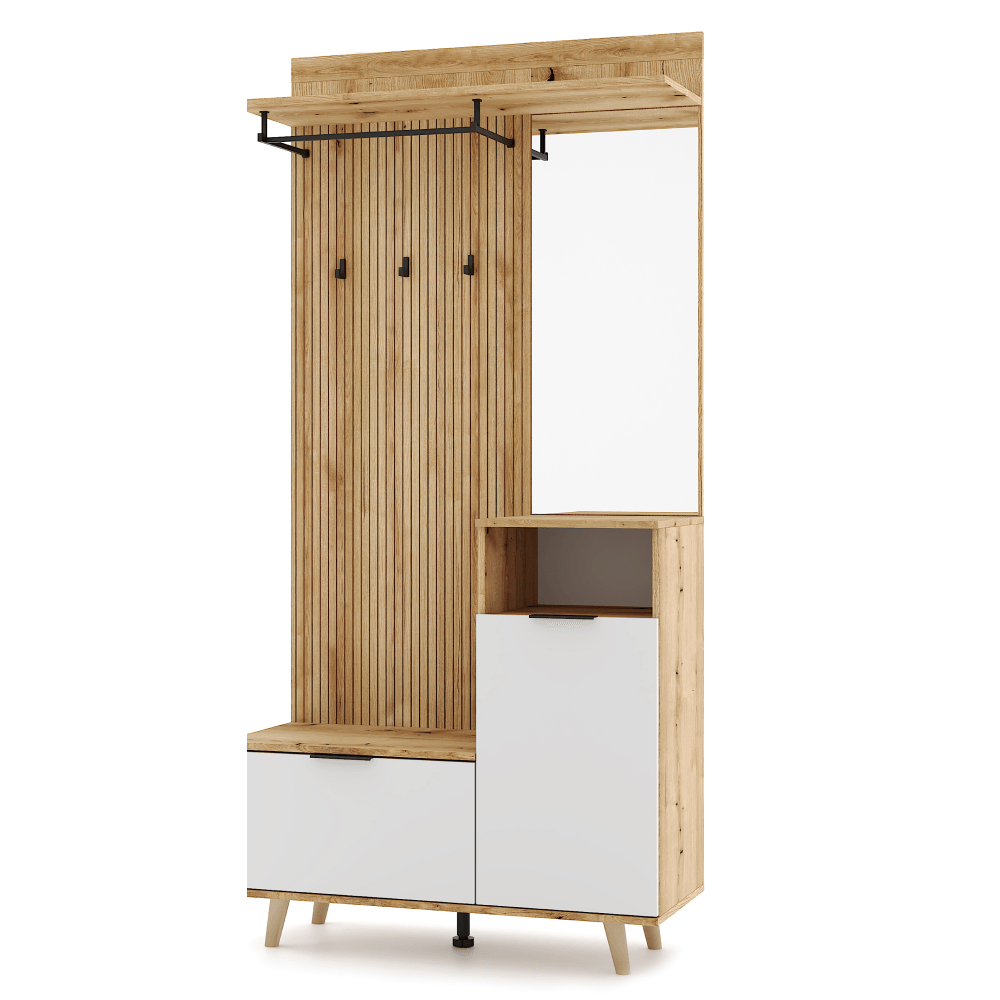 Set pentru hol, stejar evoke/alb, NODRI — imaginea 2