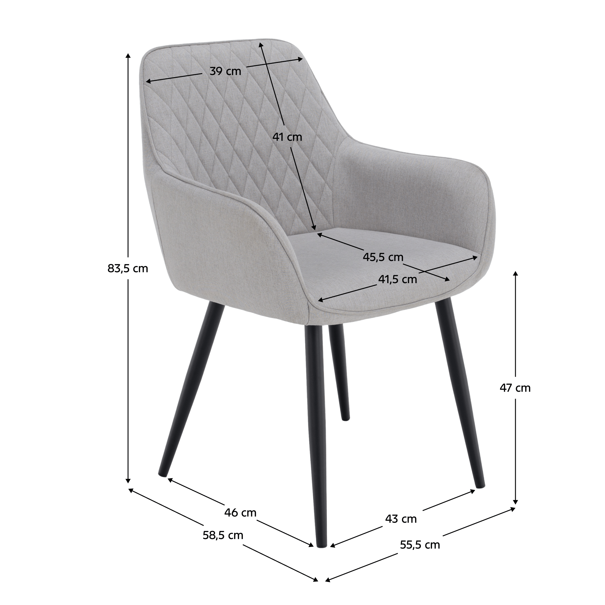 Scaun de design, gri deschis/negru, OSKOR — imaginea 19
