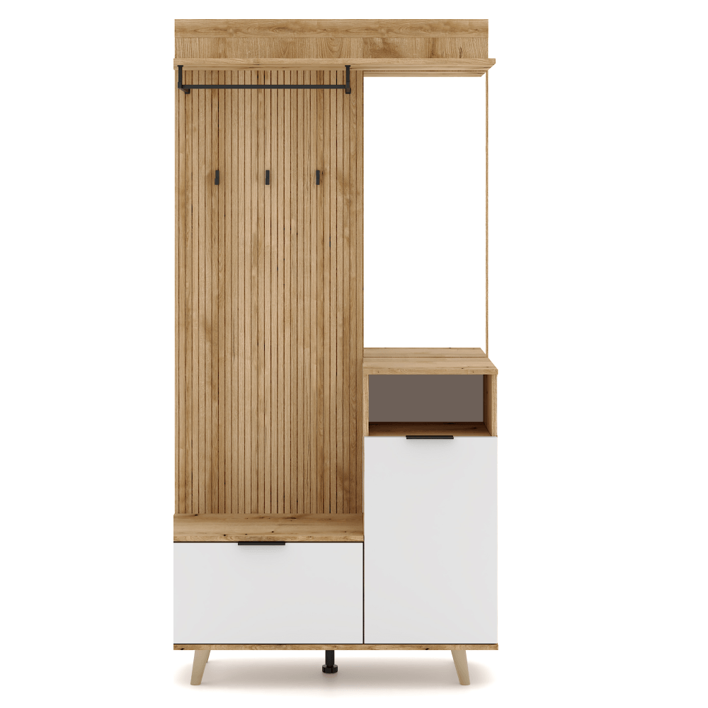 Set pentru hol, stejar evoke/alb, NODRI — imaginea 3