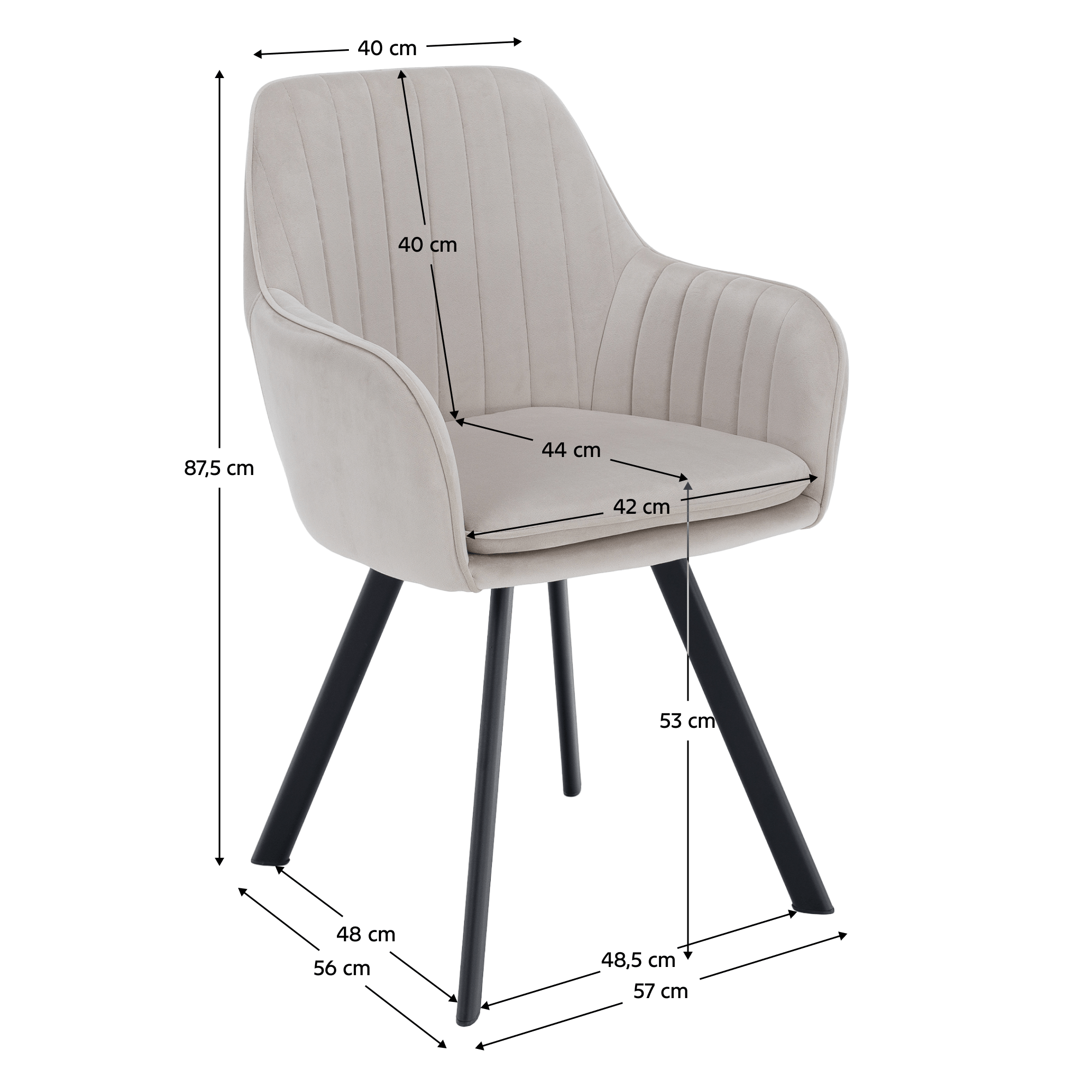 Scaun de design, bej-gri, tesatura Velvet, AURIL — imaginea 11