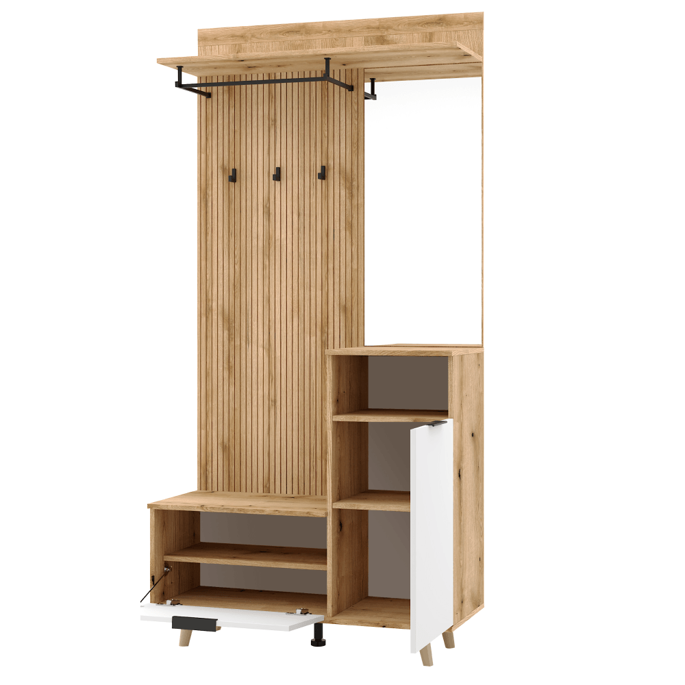 Set pentru hol, stejar evoke/alb, NODRI — imaginea 4