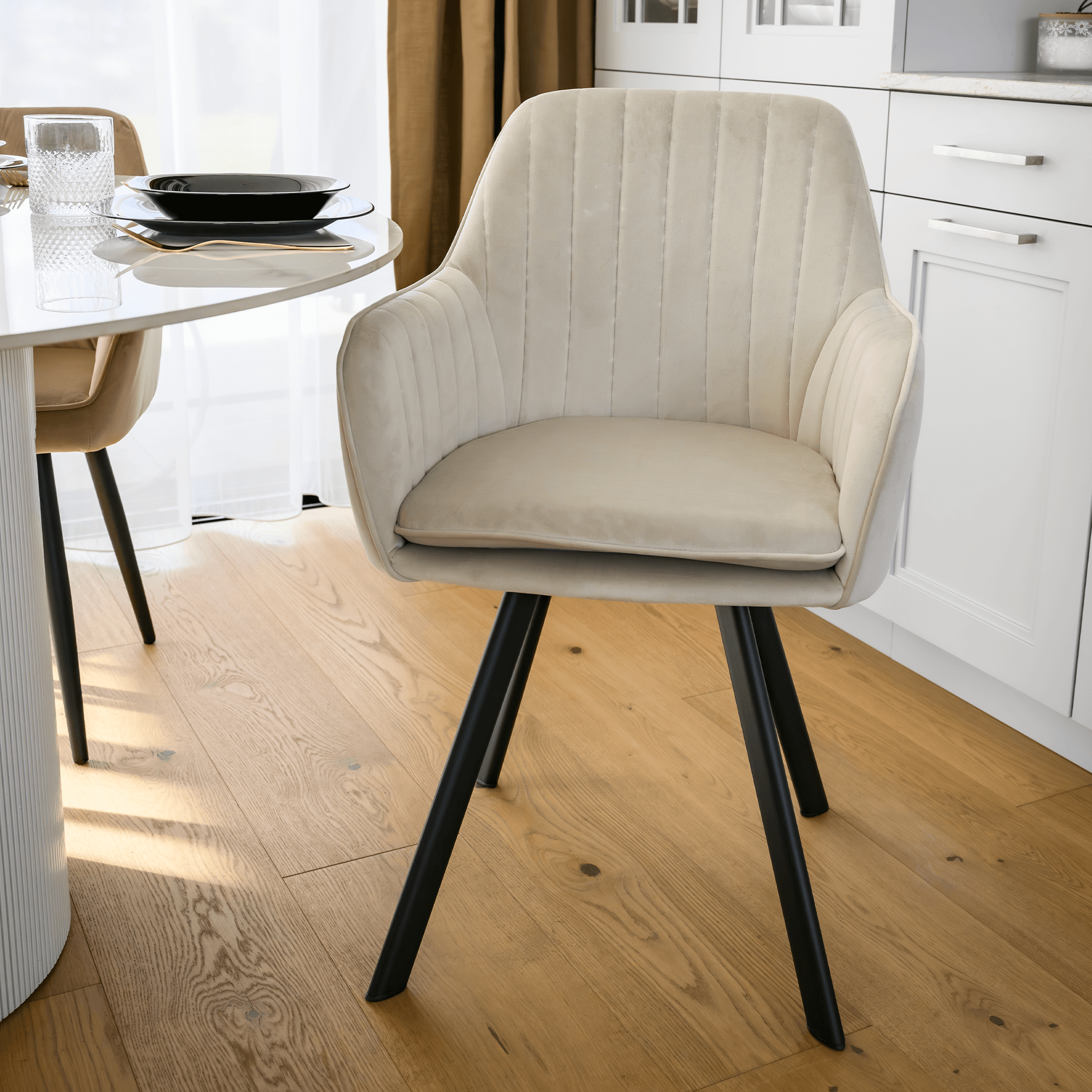 Scaun de design, bej-gri, tesatura Velvet, AURIL — imaginea 13