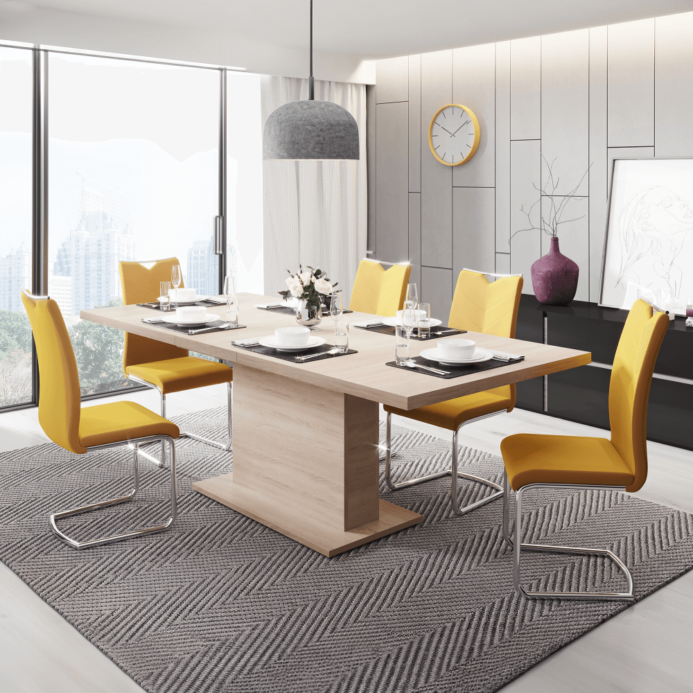 Masa extensibila pentru sufragerie, stejar sonoma, 160-200x90 cm, BOBA — imaginea 3