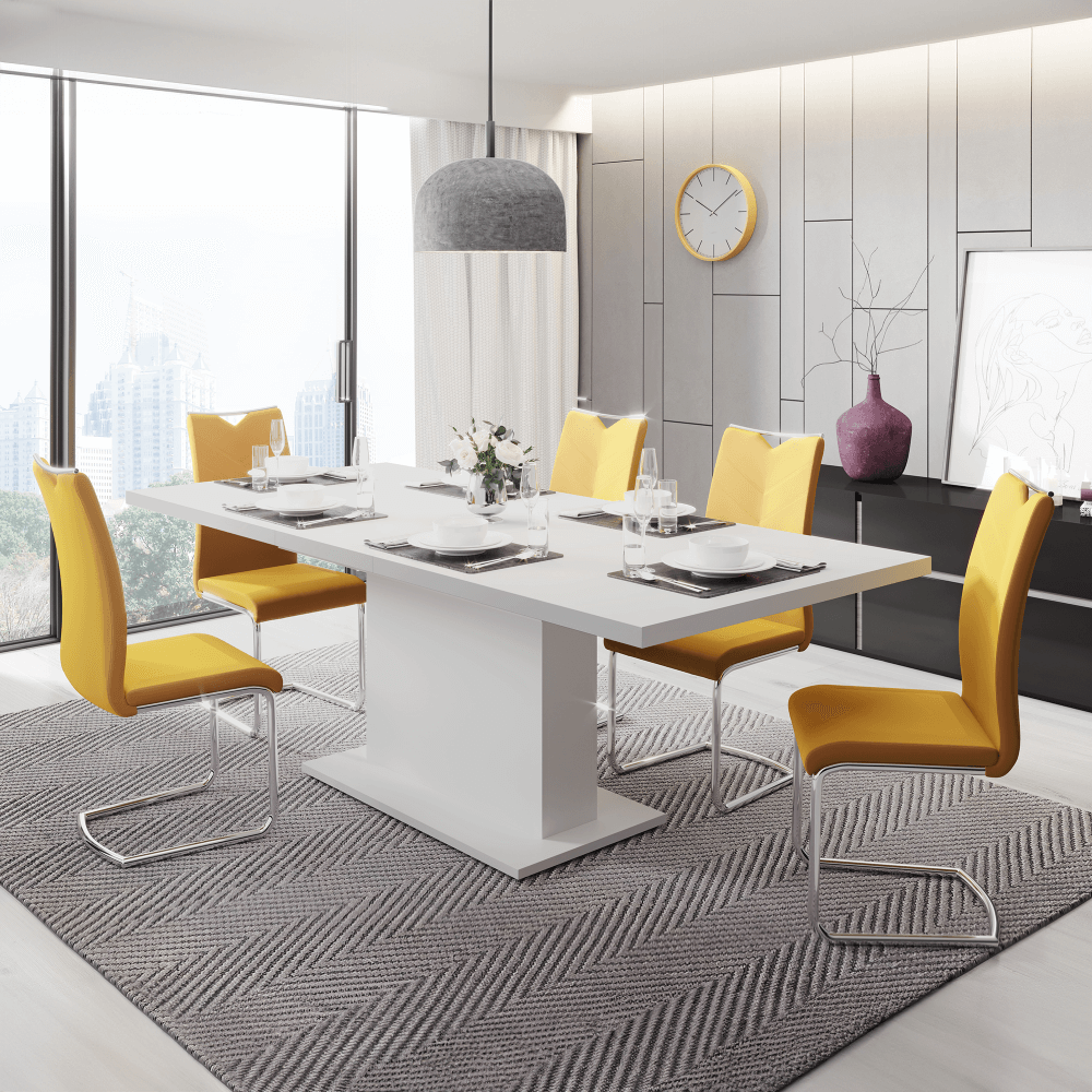 Masa dining extensibila, alba, 160-200x90 cm, BOBA — imaginea 3
