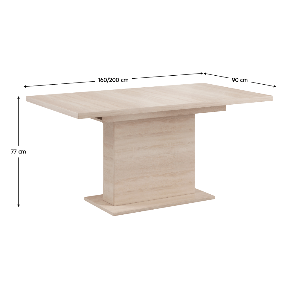 Masa extensibila pentru sufragerie, stejar sonoma, 160-200x90 cm, BOBA — imaginea 4