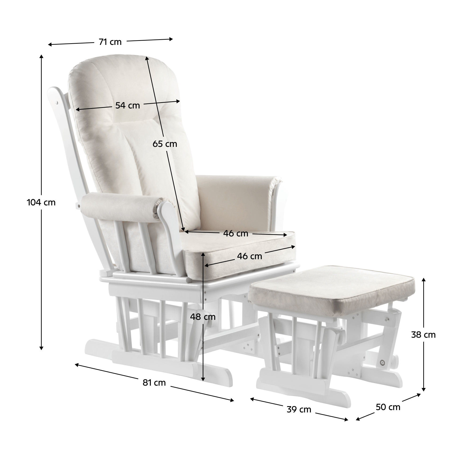 Scaun balansoar cu suport pentru picioare, alb/crem, SAFORD — imaginea 11
