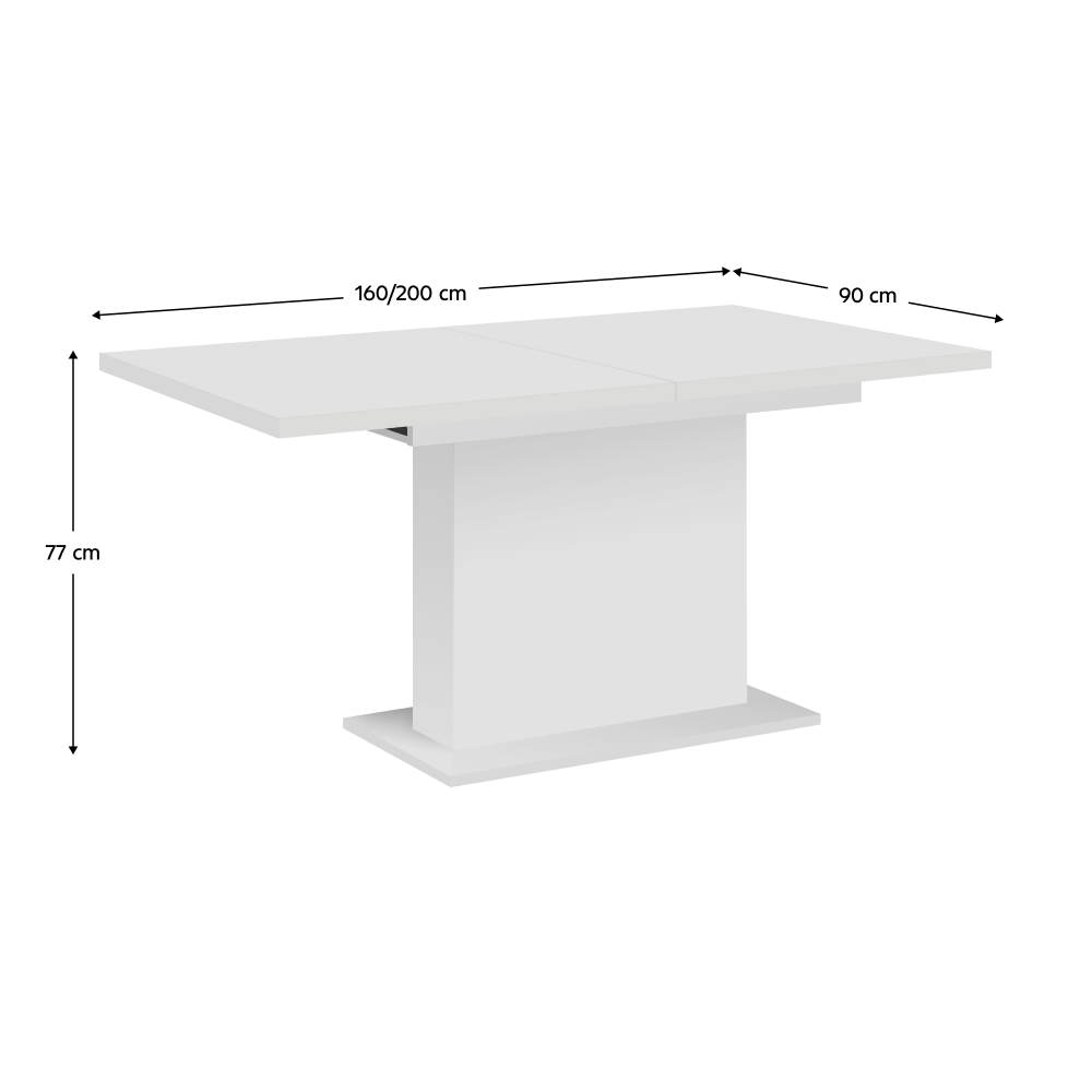 Masa dining extensibila, alba, 160-200x90 cm, BOBA — imaginea 4