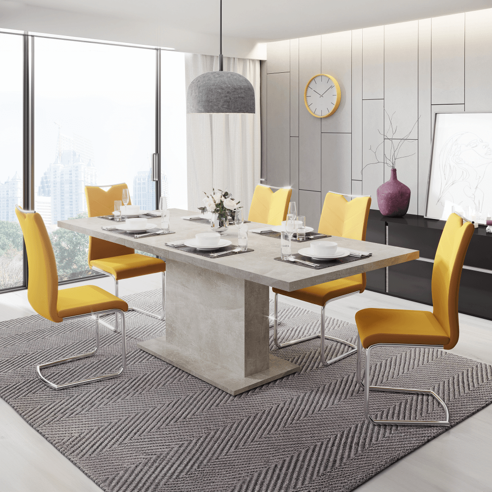 Masa extensibila de sufragerie, beton, 160-200x90 cm, BOBA — imaginea 3