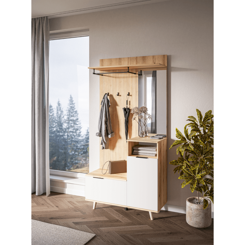 Set pentru hol, stejar evoke/alb, NODRI — imaginea 8