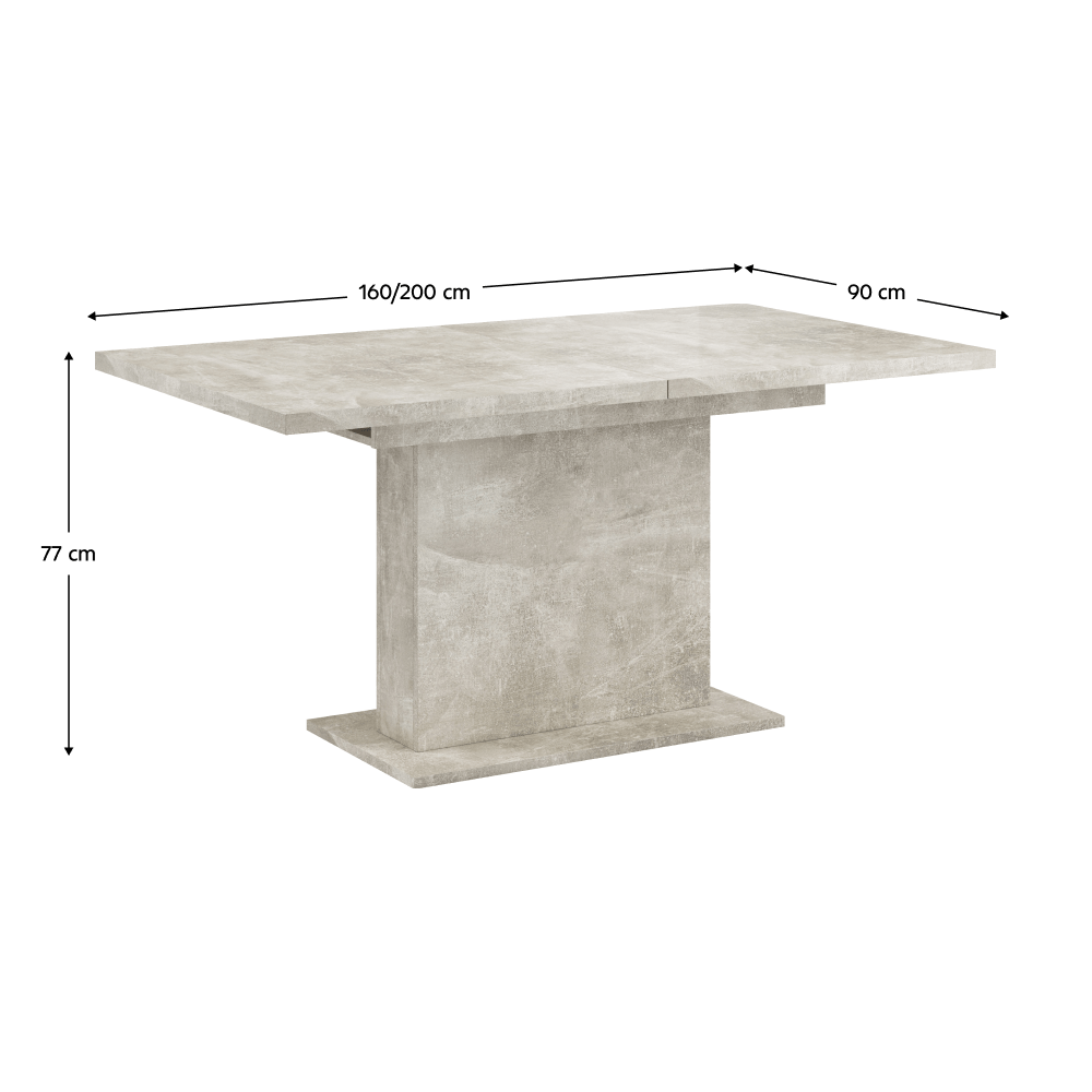 Masa extensibila de sufragerie, beton, 160-200x90 cm, BOBA — imaginea 4