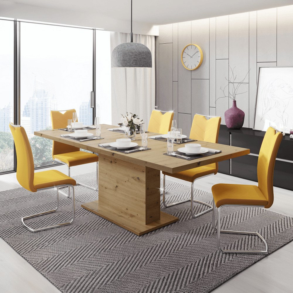 Masa de sufragerie extensibila, stejar artisan, 160-200x90 cm, BOBA — imaginea 3