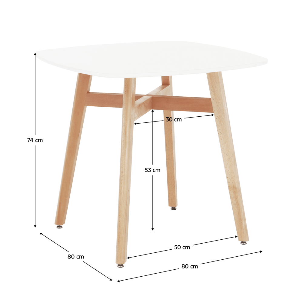 Masa dining, alba/natural, 80x80 cm, DEJAN 3 NEW — imaginea 2