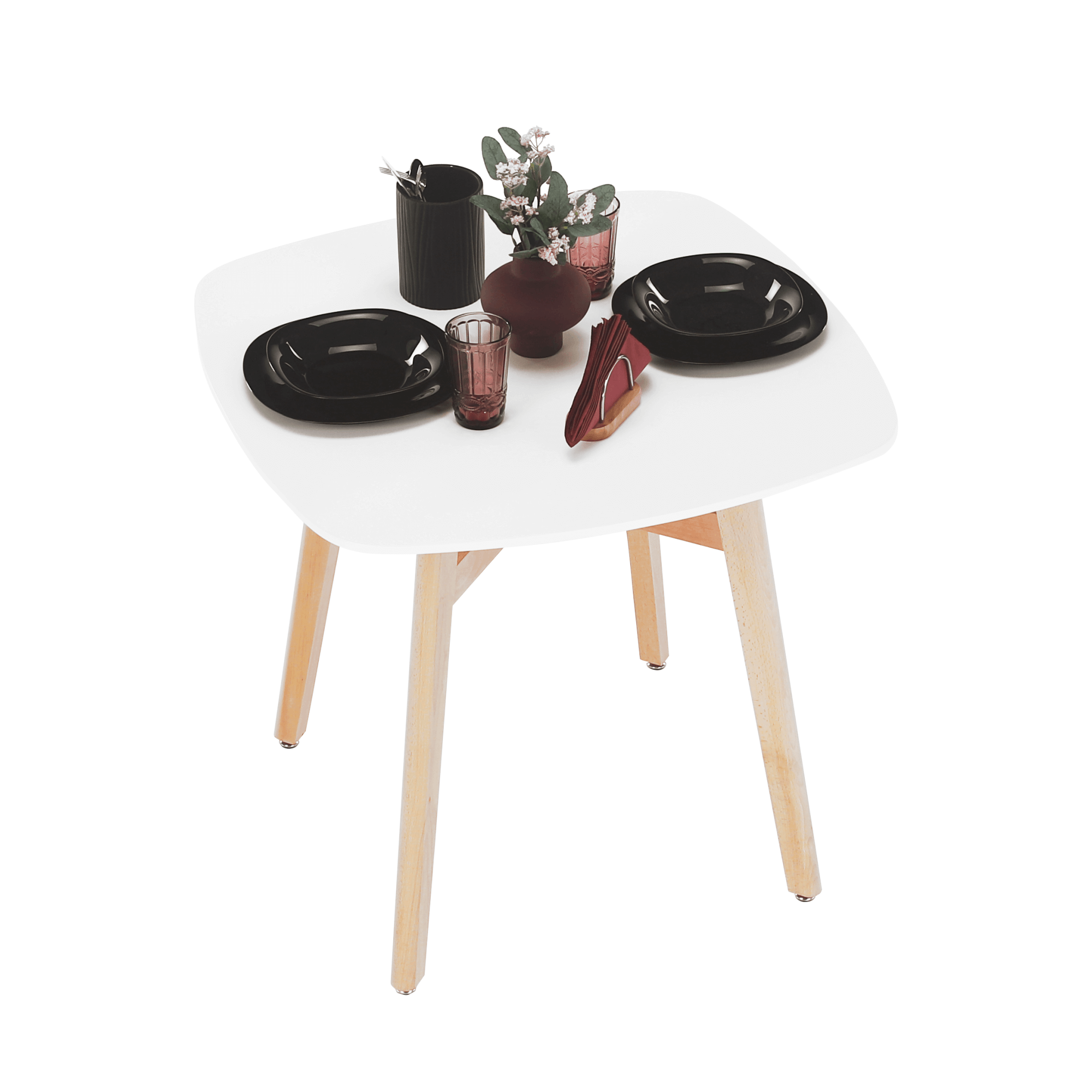 Masa dining, alba/natural, 80x80 cm, DEJAN 3 NEW — imaginea 4