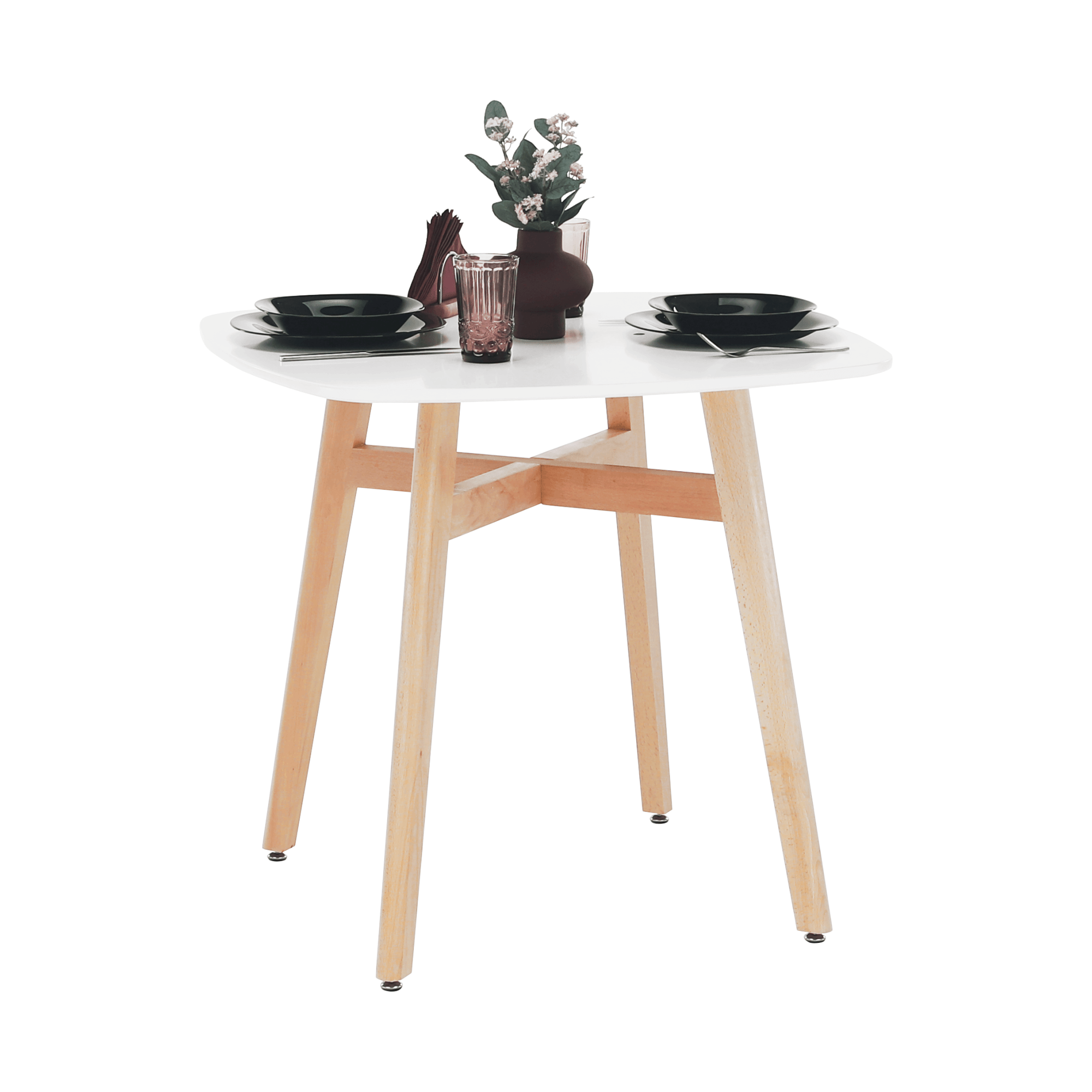 Masa dining, alba/natural, 80x80 cm, DEJAN 3 NEW — imaginea 6