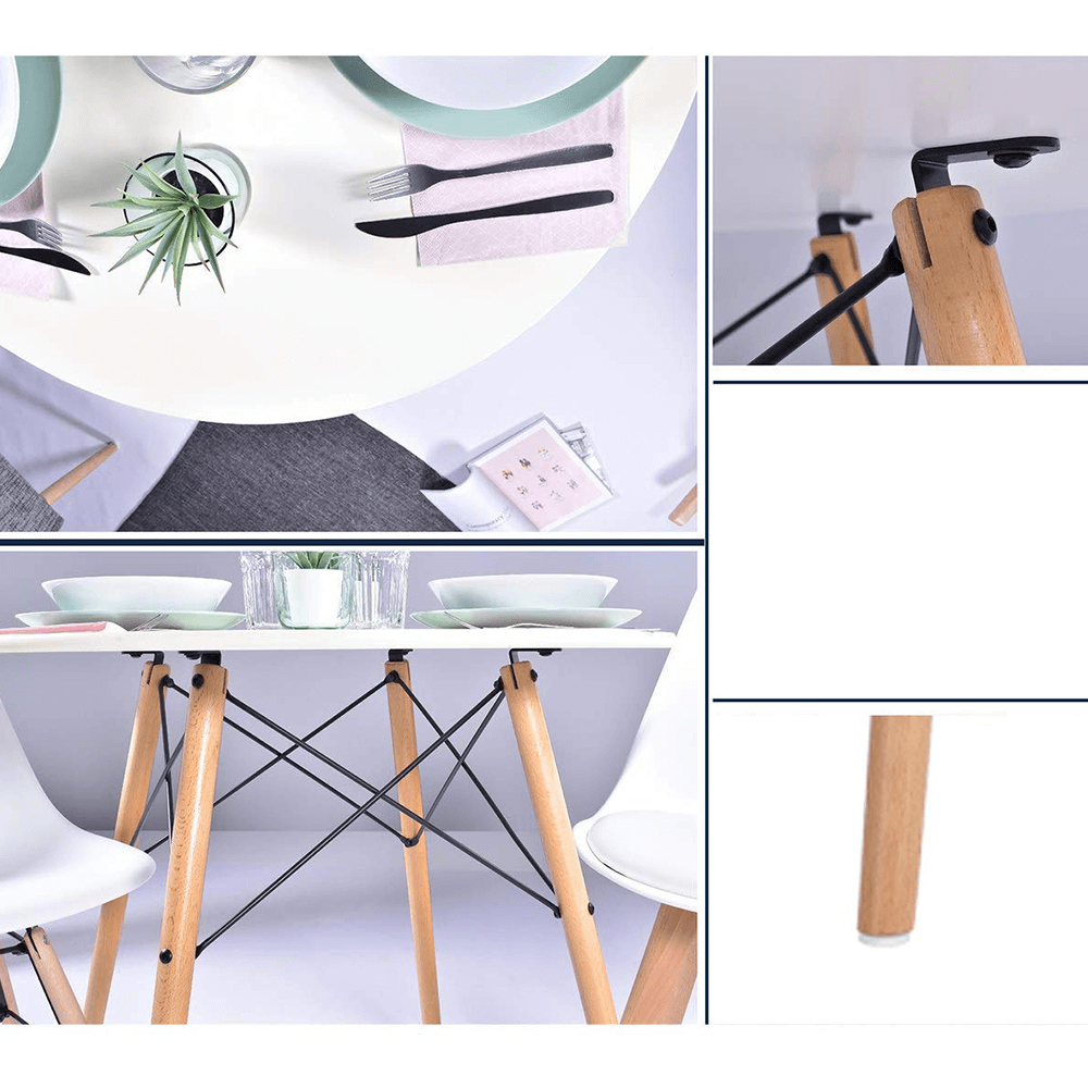 Masa dining, alb mat/fag, diametru 120 cm, DEMIN NEW — imaginea 6