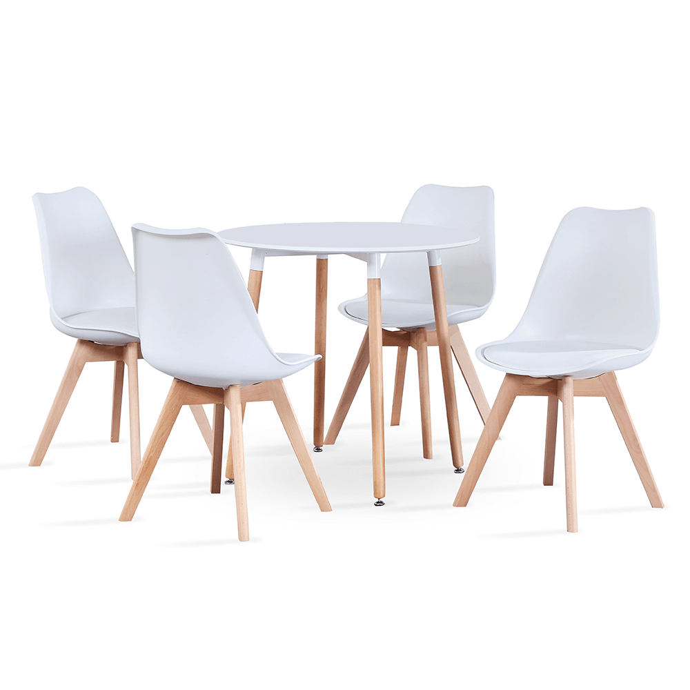 Masa dining, alb/fag, diametru 80 cm, ELCAN NEW TYP 2 — imaginea 5