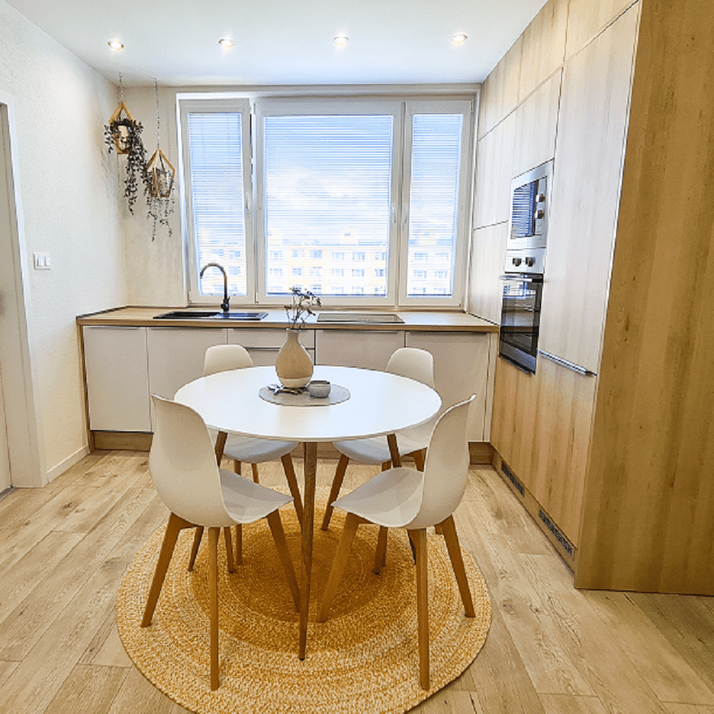 Masa dining, alb/fag, diametru 80 cm, ELCAN NEW TYP 2 — imaginea 6