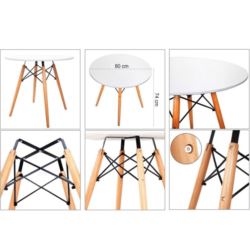Masa de bucatarie, alba/fag, diametru 80 cm, GAMIN 2 NEW 80 — imaginea 2