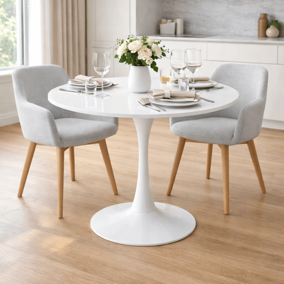 Masa dining, runda, alb mat, diametru 80 cm, REVENTON NEW — imaginea 2