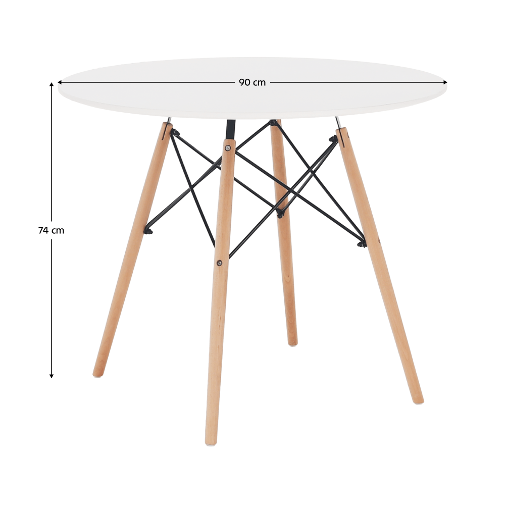 Masa de bucatarie, alba/fag, diametru 90 cm, GAMIN 2 NEW 90 — imaginea 2