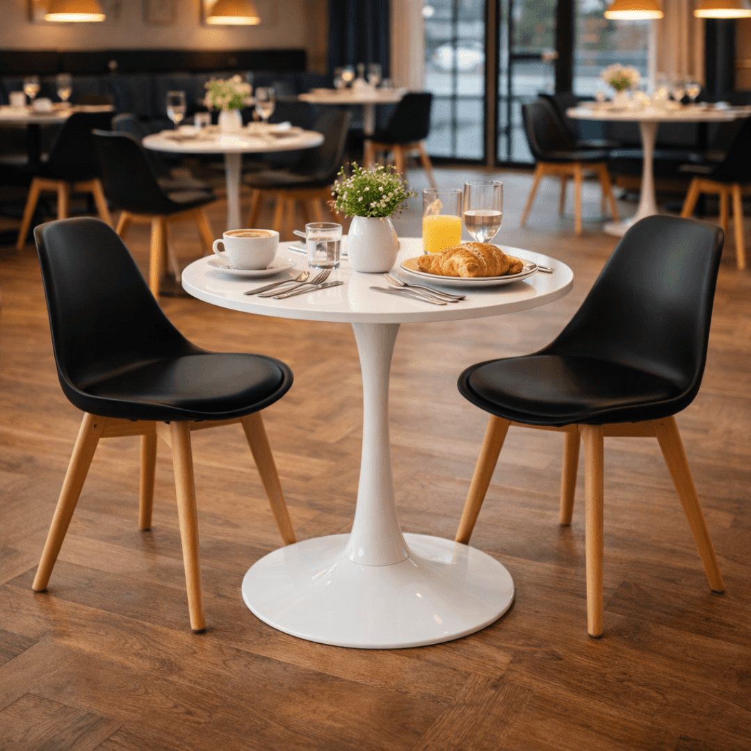 Masa dining, runda, alb mat, diametru 80 cm, REVENTON NEW — imaginea 3