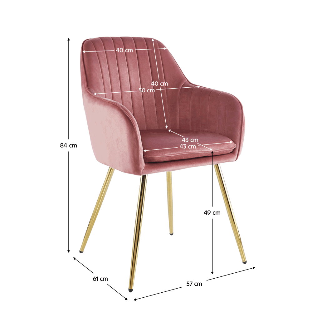 Fotoliu design, tesatura de catifea roz/crom-auriu, ADLAM NEW — imaginea 2