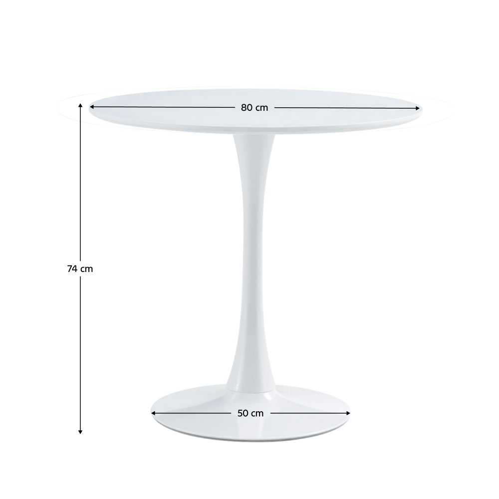 Masa dining, runda, alb mat, diametru 80 cm, REVENTON NEW — imaginea 6