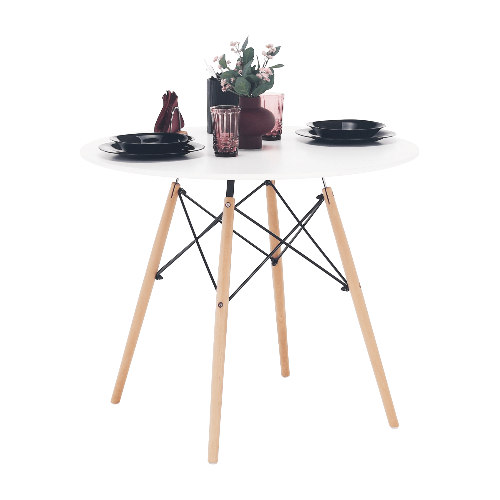 Masa de bucatarie, alba/fag, diametru 90 cm, GAMIN 2 NEW 90 — imaginea 12