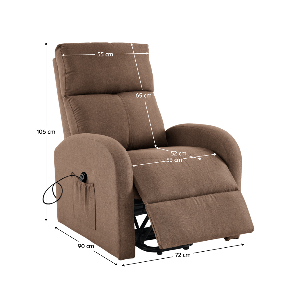 Fotoliu de relaxare pozitionabil, maro deschis, NERIS — imaginea 5