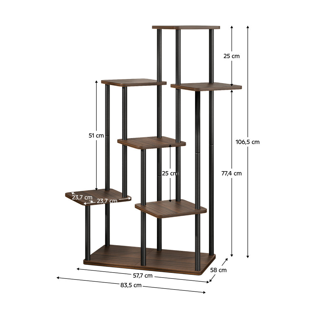 Suport de flori din metal, negru/lemn rustic, ADITE TIP 2 — imaginea 2