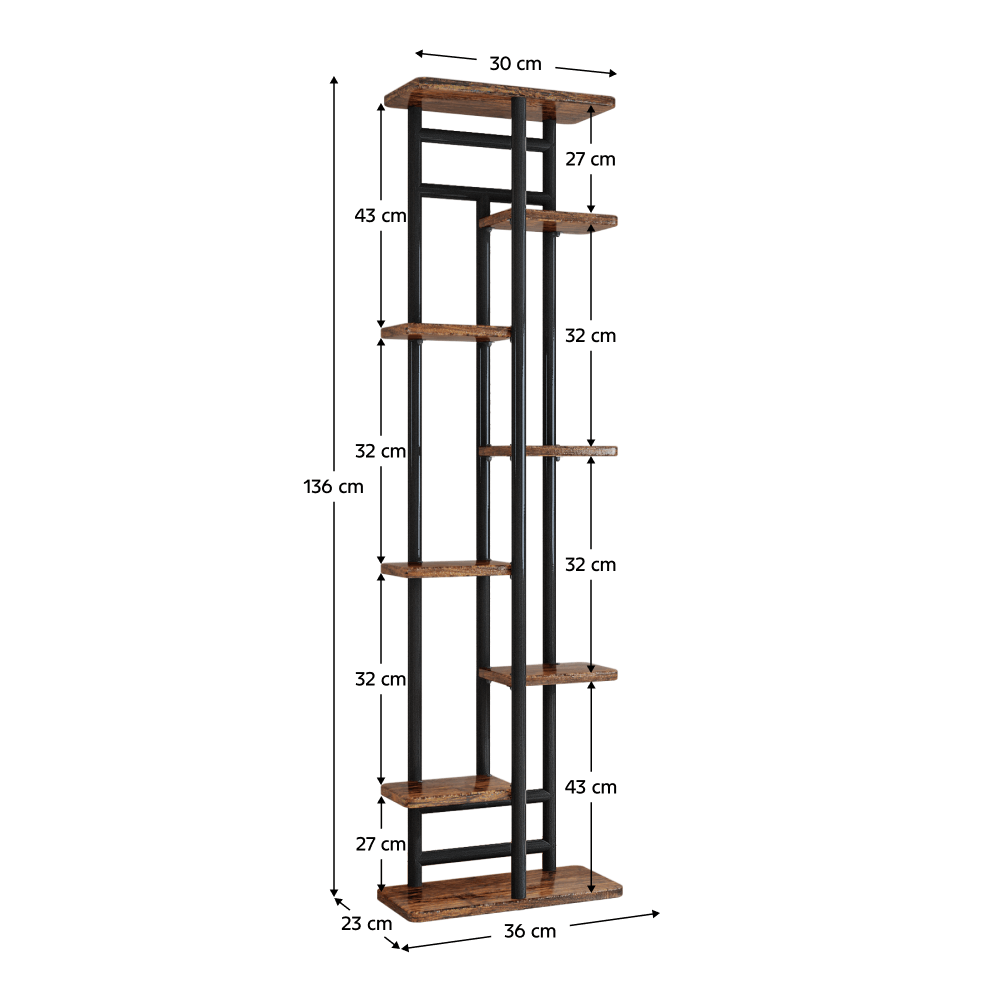 Suport de flori, negru/lemn rustic, LEDOR TIP 4 — imaginea 2
