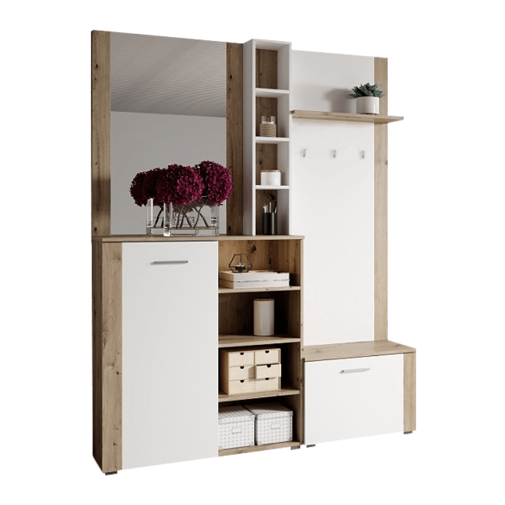 Set pentru anticamera, alb/stejar artisan, FANDU — imaginea 3