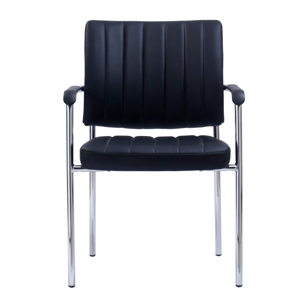 Scaun de sedinta, piele ecologica neagra/crom, FLORIN — imaginea 2