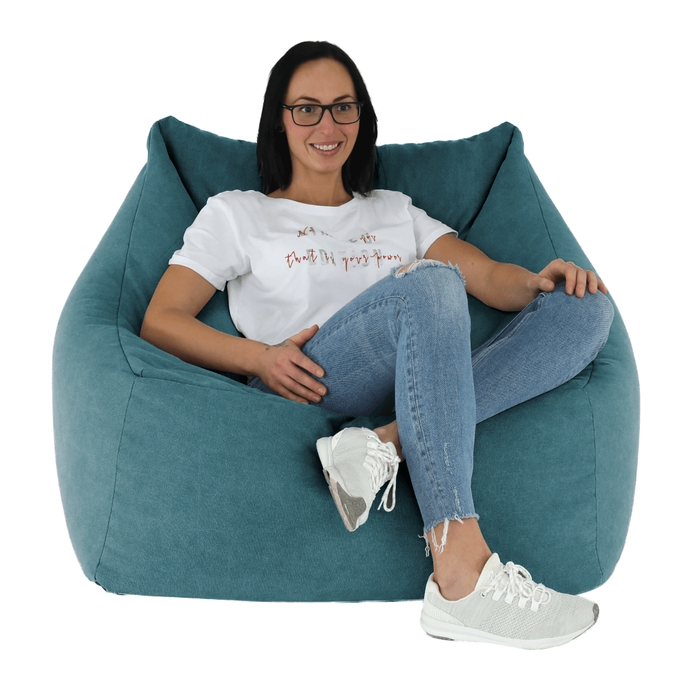 Fotoliu tip sac, material textil verde, URASON