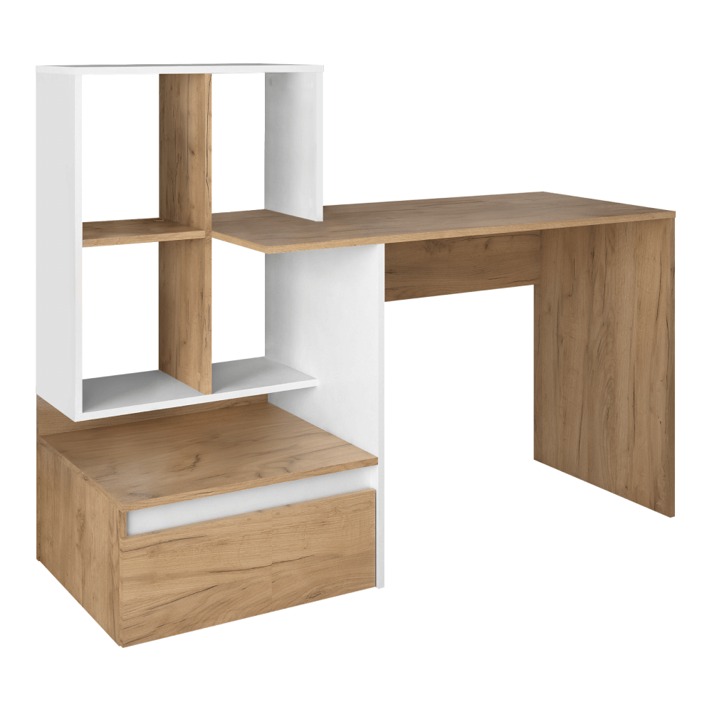 Masa PC, stejar artisan/alb, NEREO NEW — imaginea 2