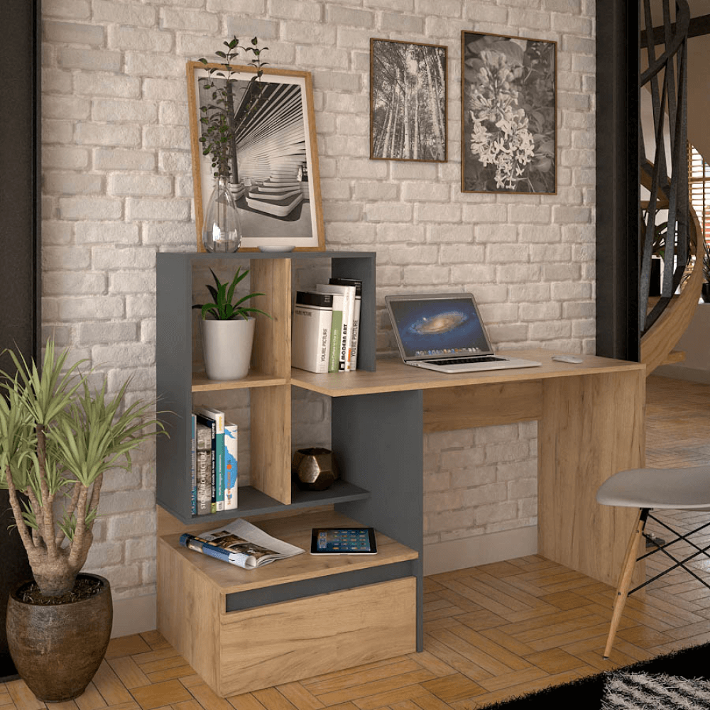 Masa PC, stejar artisan/grafit, NEREO 2 NEW — imaginea 4