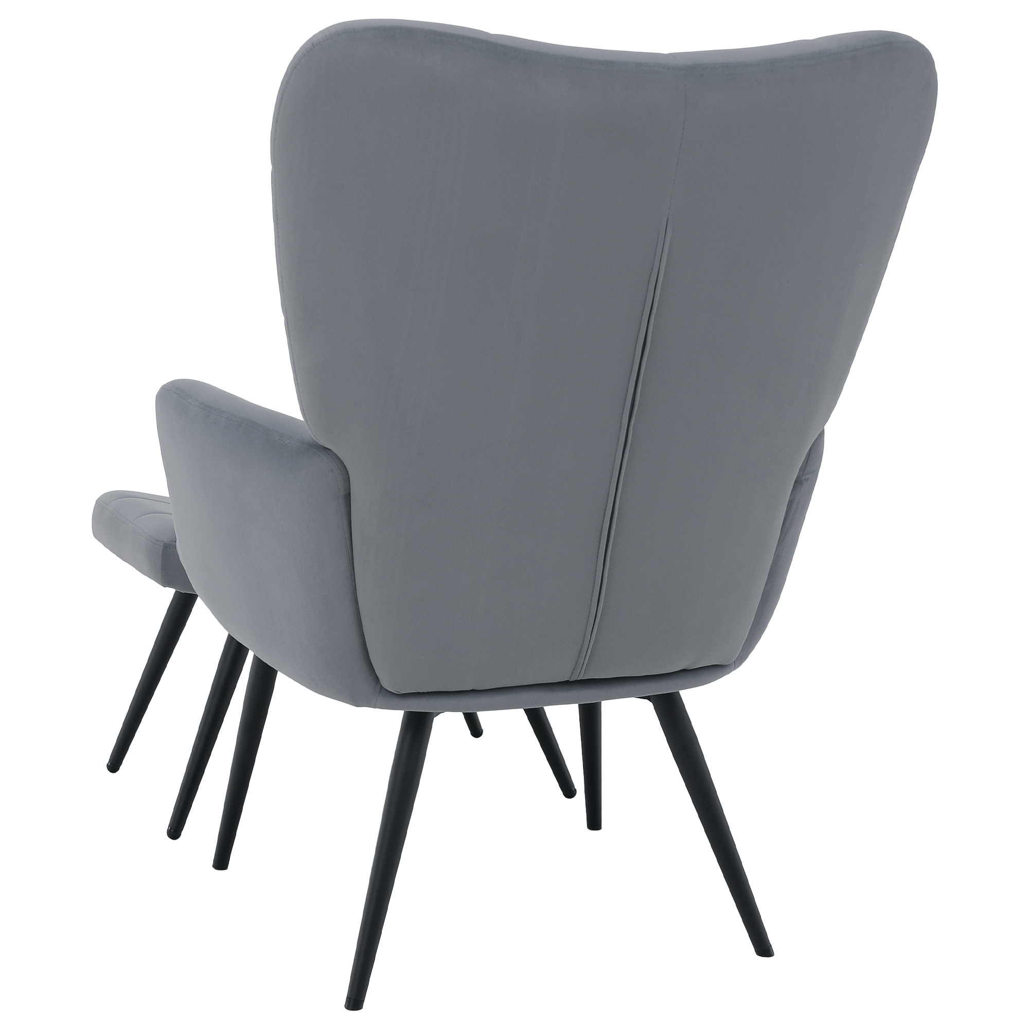 Fotoliu cu suport pentru picioare, tesatura Velvet gri/negru, HABEN — imaginea 2
