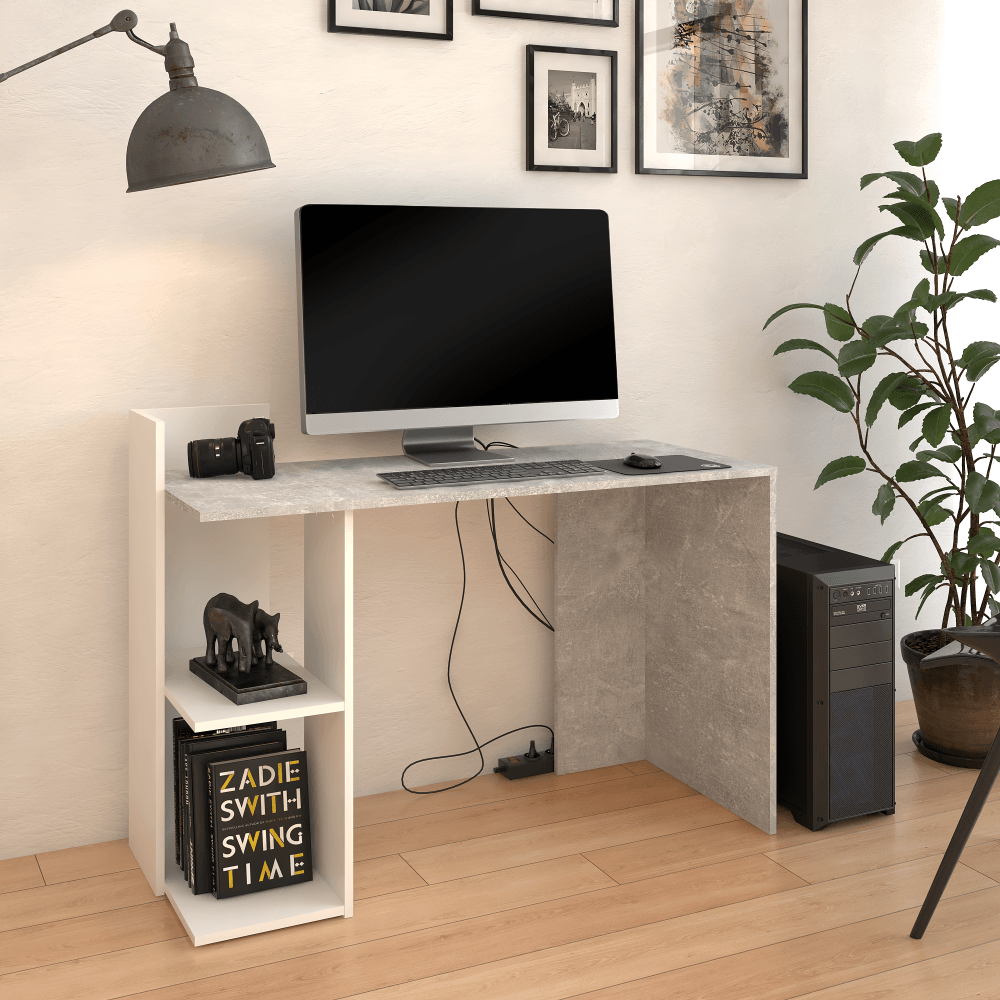 Masa PC, beton/alb, ANDREO NEW — imaginea 5