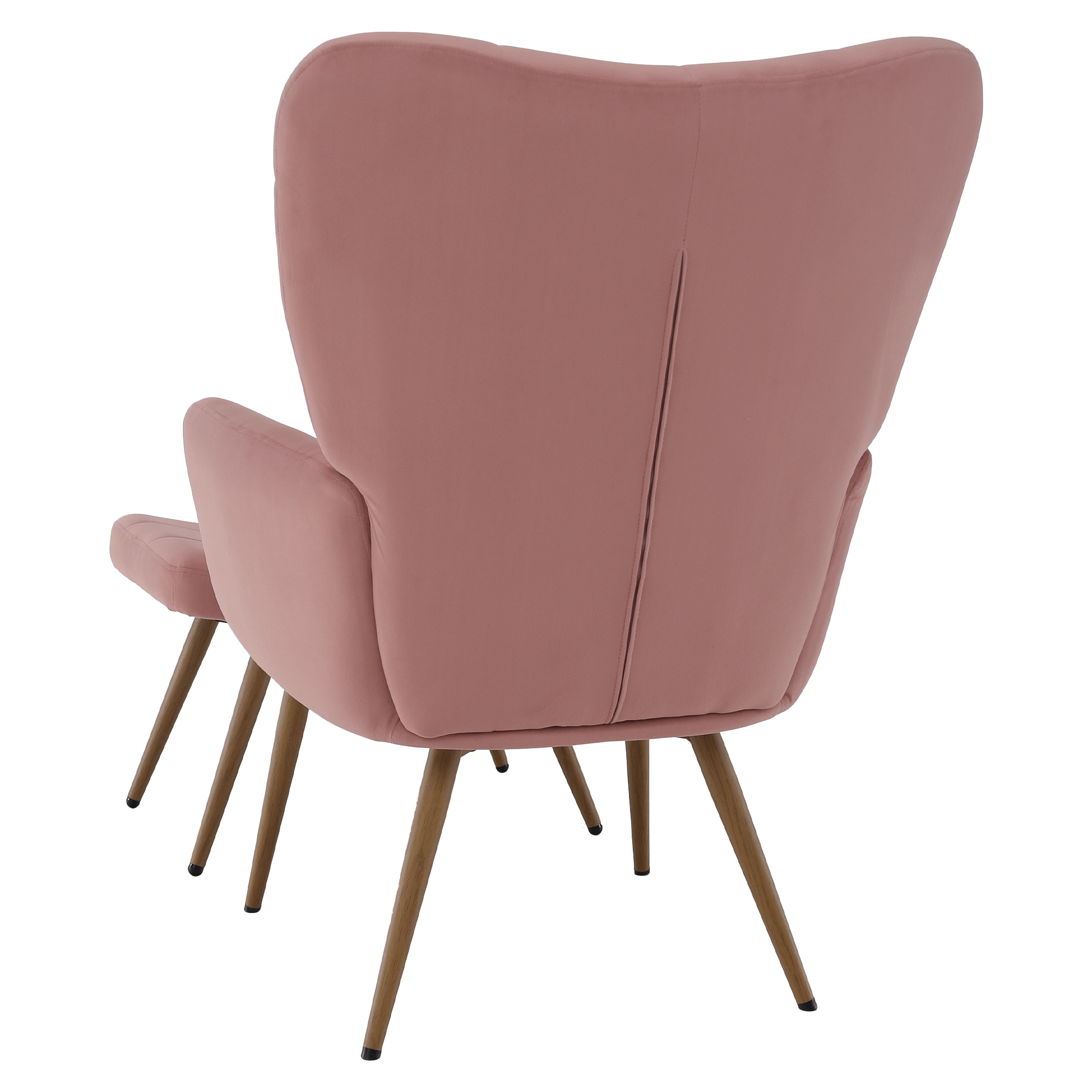 Fotoliu cu suport pentru picioare, tesatura Velvet roz/stejar, HABEN — imaginea 4