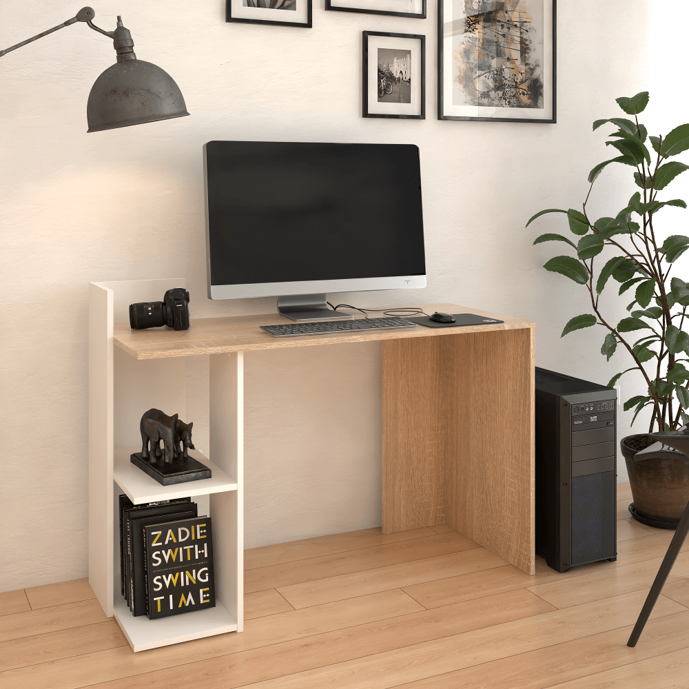 Masa PC, stejar sonoma/alb, ZINO NEW — imaginea 4