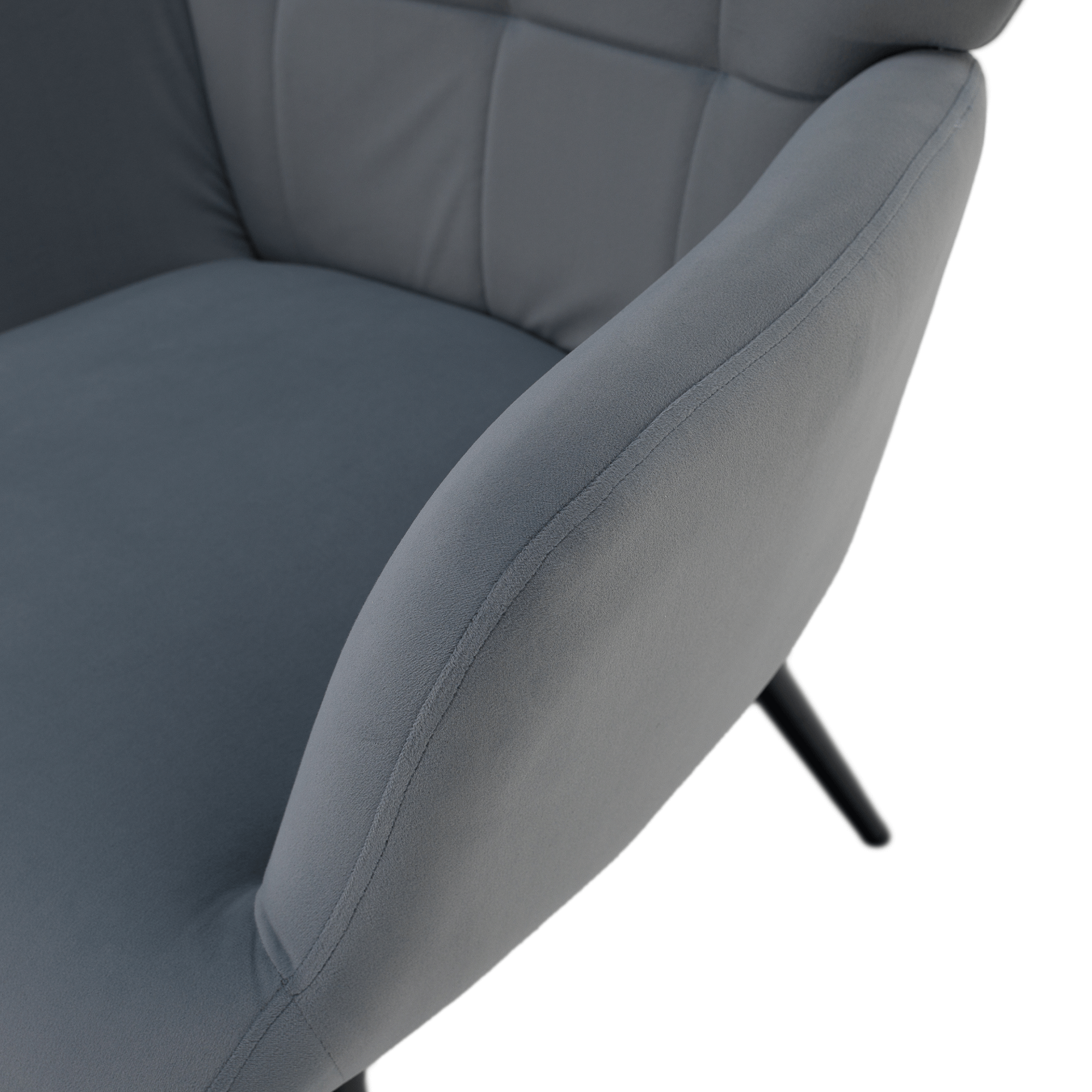Fotoliu cu suport pentru picioare, tesatura Velvet gri/negru, HABEN — imaginea 7