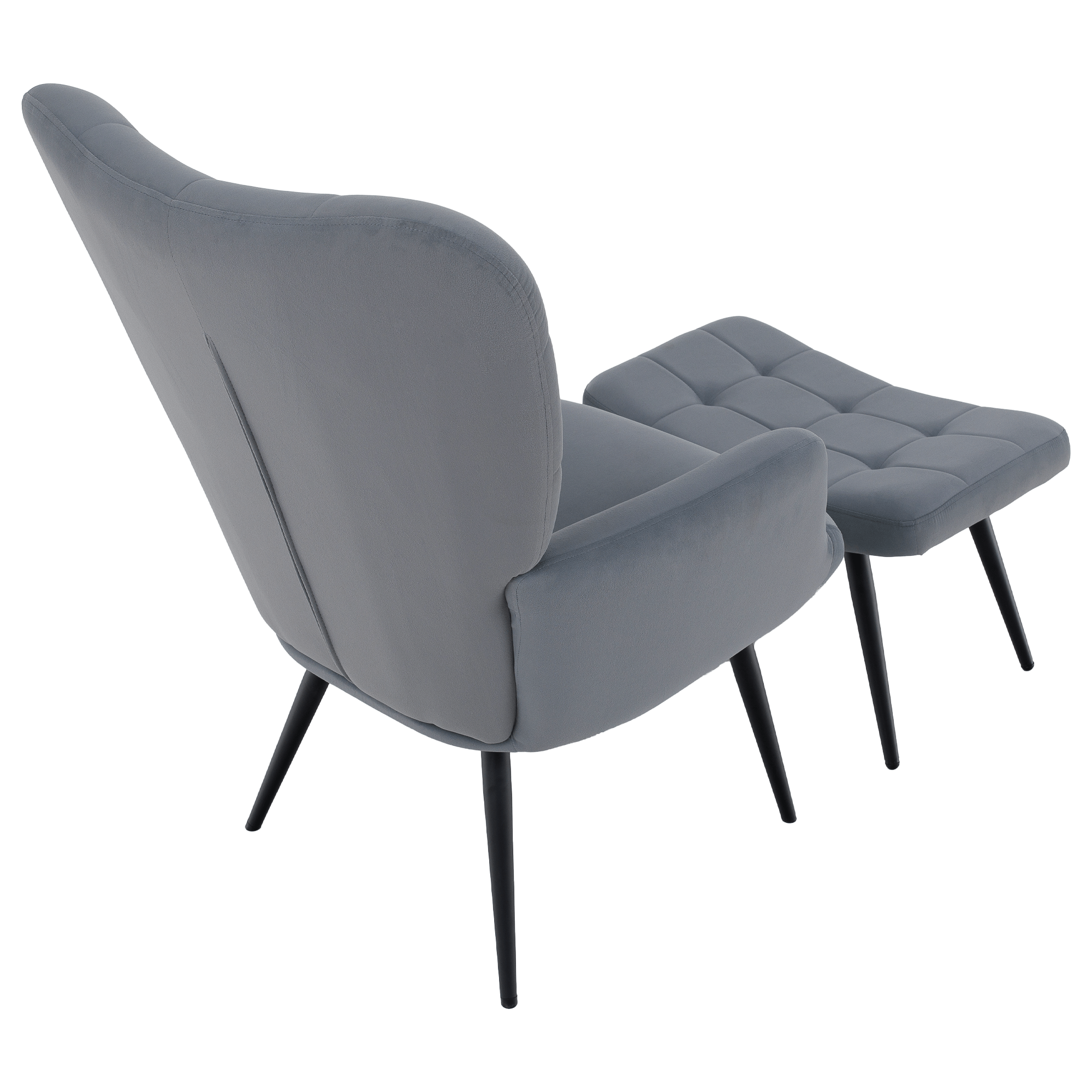 Fotoliu cu suport pentru picioare, tesatura Velvet gri/negru, HABEN — imaginea 8