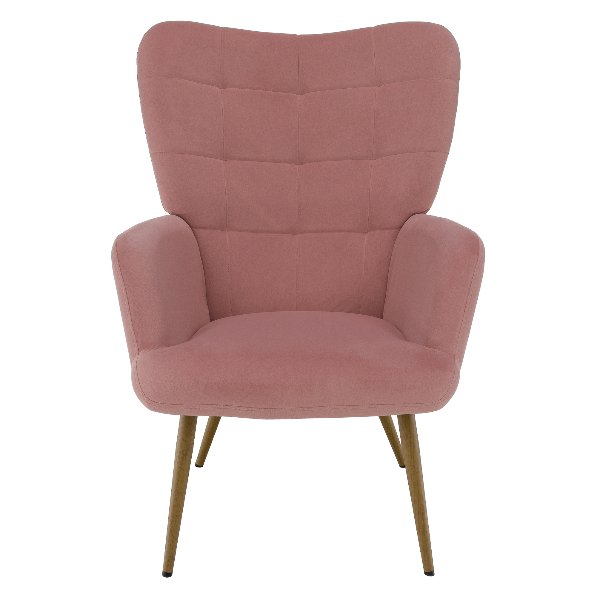 Fotoliu cu suport pentru picioare, tesatura Velvet roz/stejar, HABEN — imaginea 12