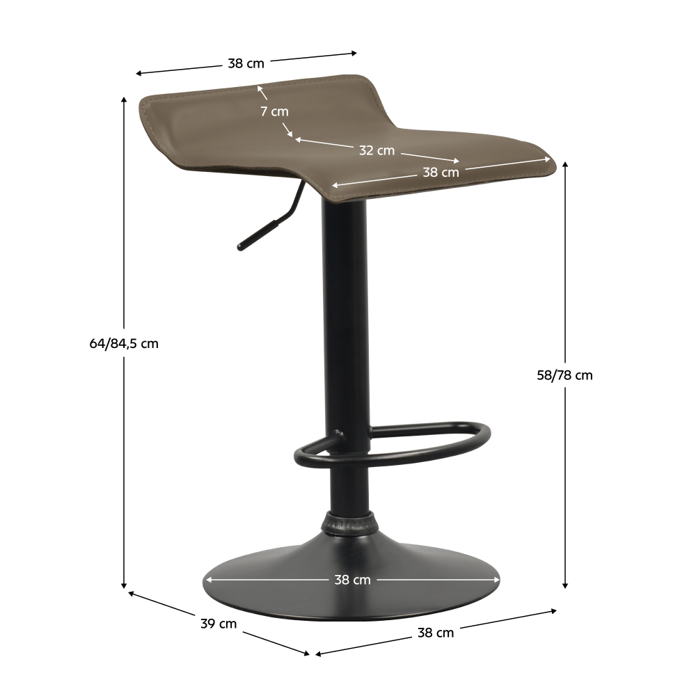 Scaun de bar, piele ecologica Taupe gri-maro, BAILI — imaginea 2