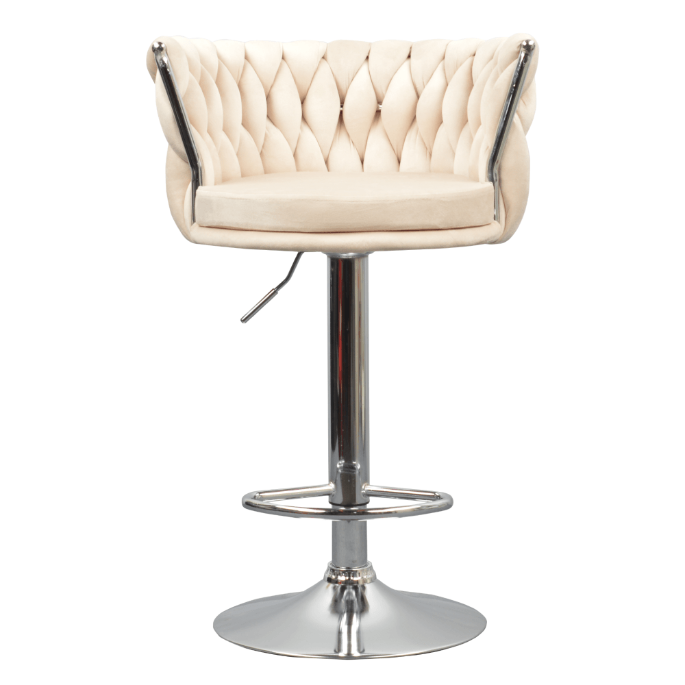 Scaun de bar de design, bej tesatura Velvet/crom, BRIN — imaginea 3
