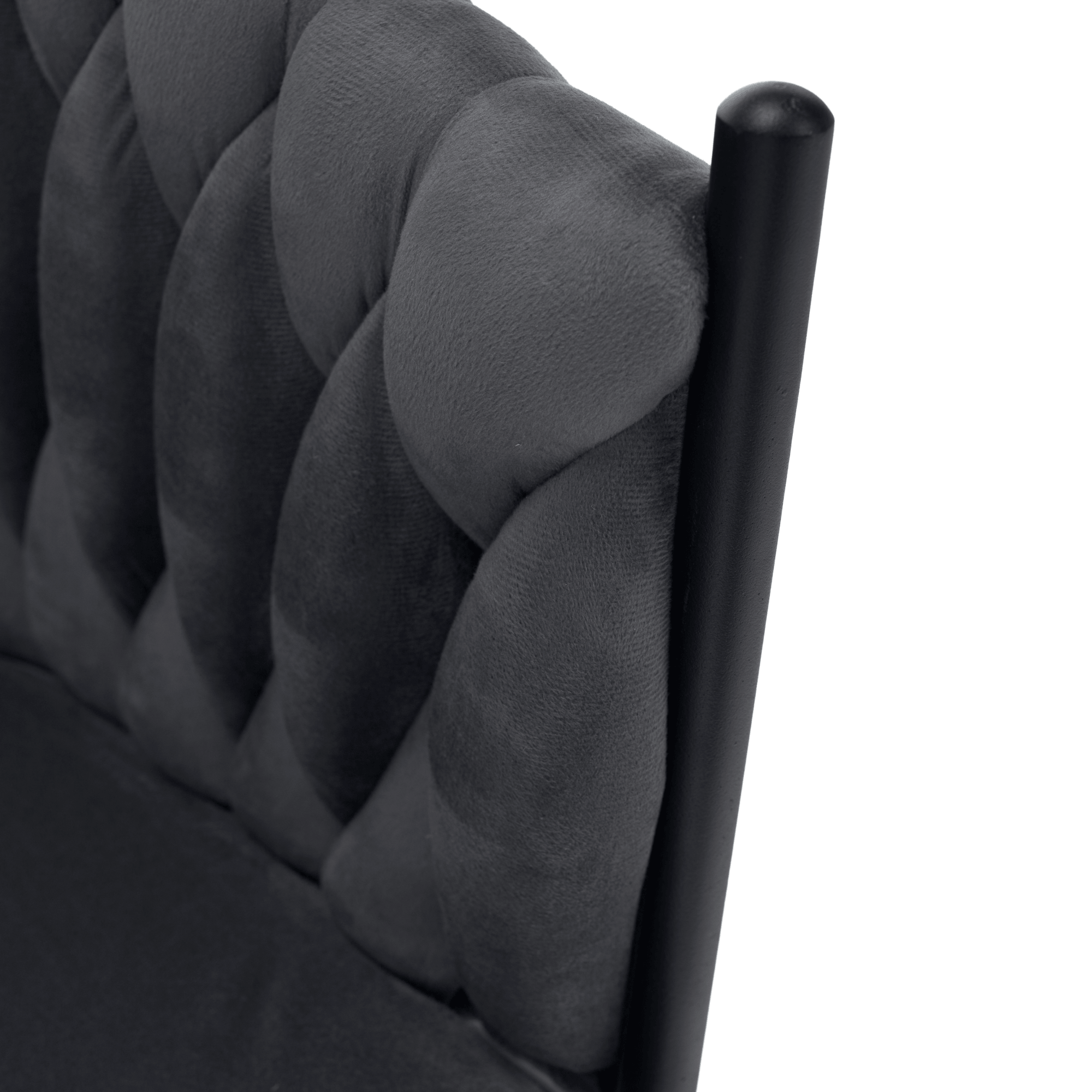 Scaun de bucatarie, gri inchis tesatura velvet/negru, BLER — imaginea 2