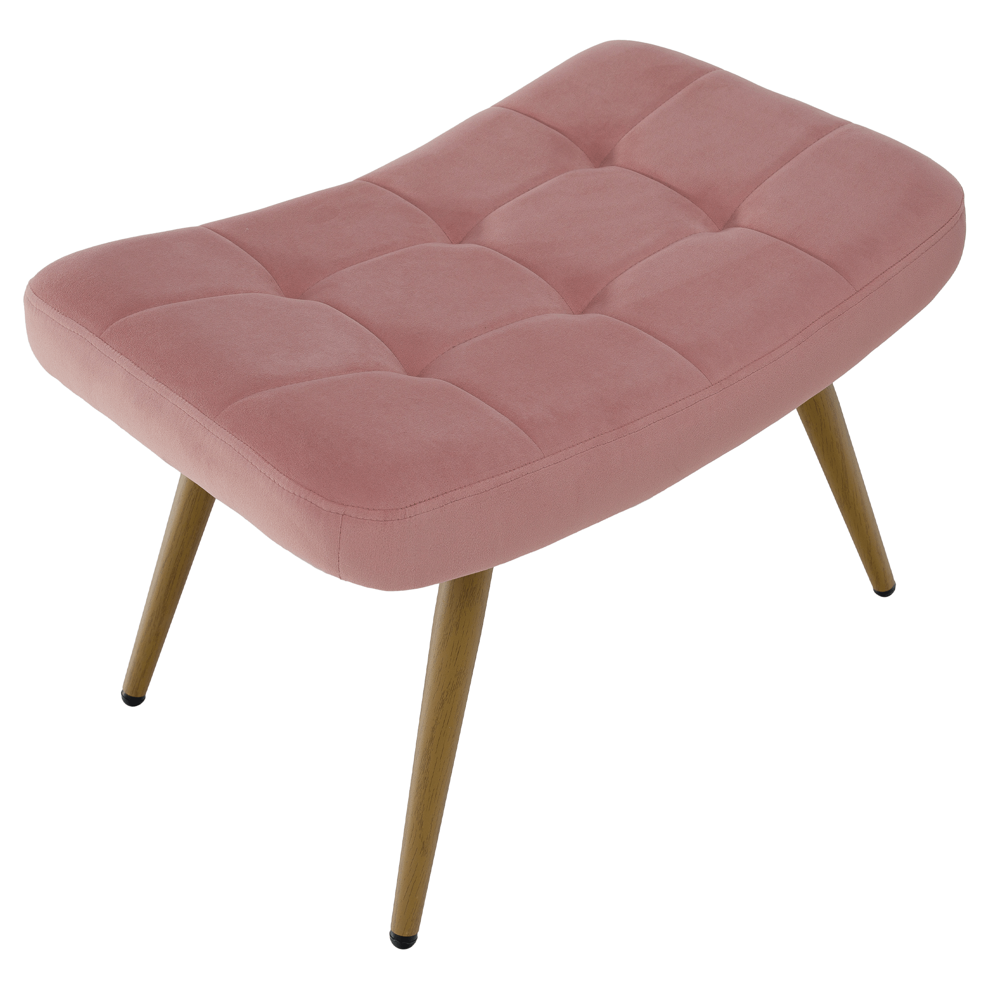 Fotoliu cu suport pentru picioare, tesatura Velvet roz/stejar, HABEN — imaginea 15