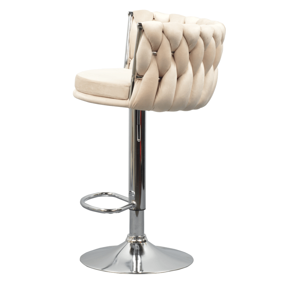 Scaun de bar de design, bej tesatura Velvet/crom, BRIN — imaginea 5