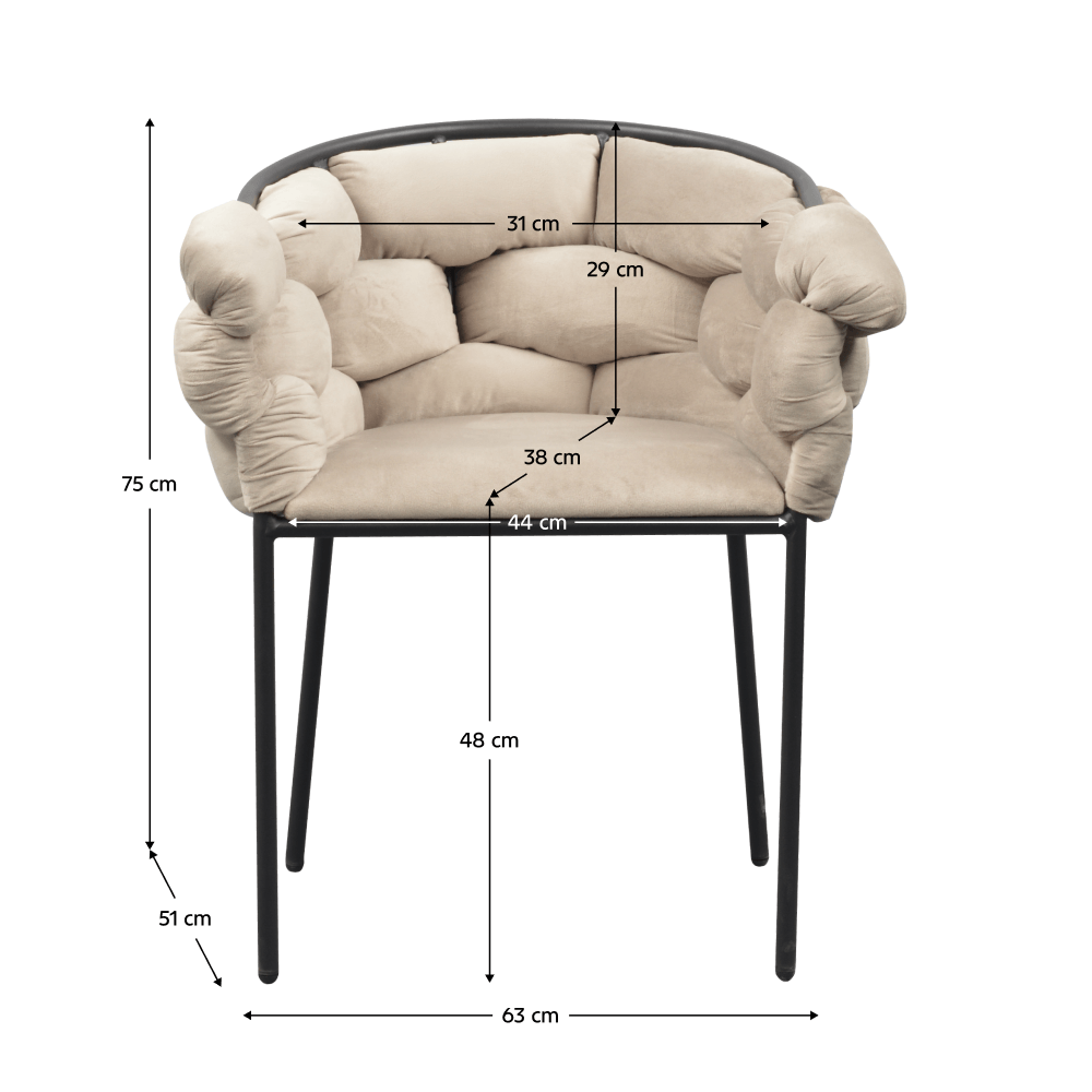 Fotoliu pentru sufragerie, tesatura gri maronie Taupe Velvet/neagra, DOROTA — imaginea 2